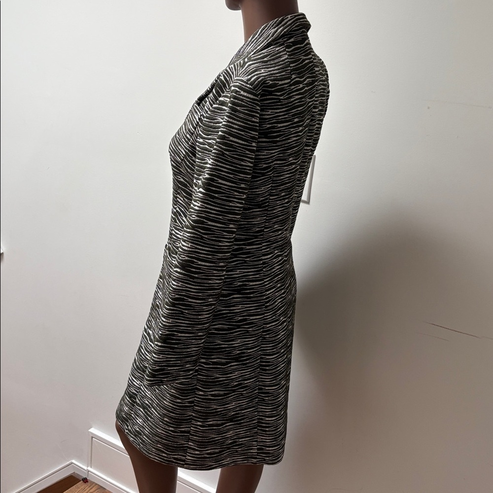 Judith and Charles long zebra striped coat jacket green white collar size 4 - Picture 7 of 15
